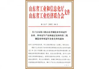 山東省制造業(yè)單項冠軍企業(yè)